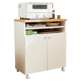 新款日式实木客厅收纳柜厨房餐边柜餐厅微波炉烤箱碗柜酒柜可移动