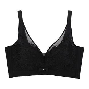 100感觉内衣百分百深v性感蕾丝超薄C杯黑色软钢圈调整文胸1528