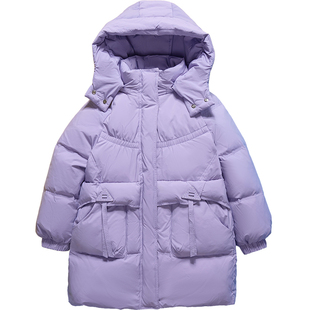 雅鹿女童羽绒服2025新款中长款儿童加厚冬季女孩子中大童学生外套