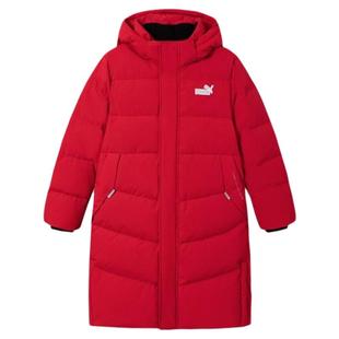 PUMA彪马中长款羽绒服男童女童宝宝加厚黑色保暖外套鸭绒三防洋气