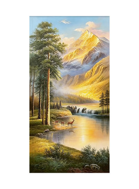 大芬村手绘高山聚宝盆油画聚财