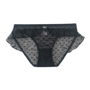 5条99元 女士内裤网纱波点蕾丝边甜美可爱透气舒适低腰三角飞边裤