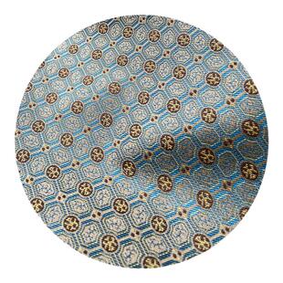 蓝配咖啡小天华锦上添花宋式织锦缎仿宋锦面料包装锦盒团扇边布料