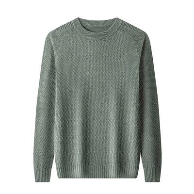 恒源祥冬季保暖加厚100%纯羊绒衫男士套头圆领中年针织毛衣打底衫