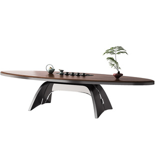 诚骏白蜡木实木茶桌现代简约轻奢茶座桌椅套装2023新款胡桃色茶台