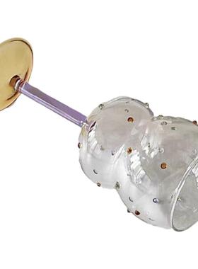 艺术高脚杯彩色宝石彩点香槟糖豆酒杯减压礼物ins创意玻璃杯