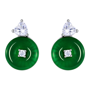 Annaya平安扣耳钉S925银轻奢高级感耳环绿玉髓耳饰新年礼物送女友