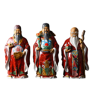 石湾公仔福禄寿三星中式装饰家居