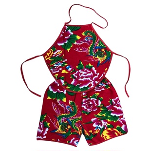 蓝印花布儿童肚兜短裤套装六一演出服乡村民族风小孩护脐东北大花