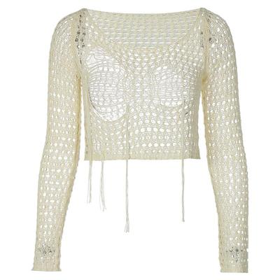 欧美风网眼镂空针织罩衫
