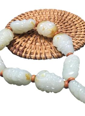 青白玉籽料十八罗汉和田玉手链