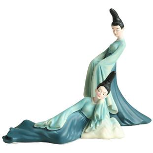 只此青绿 新中式仕女摆件宋式美学文创客厅古风禅意博古架装饰品