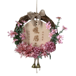 创意韩式花环门上挂饰入户门客厅卧室咖啡厅背景墙面装饰挂牌壁挂