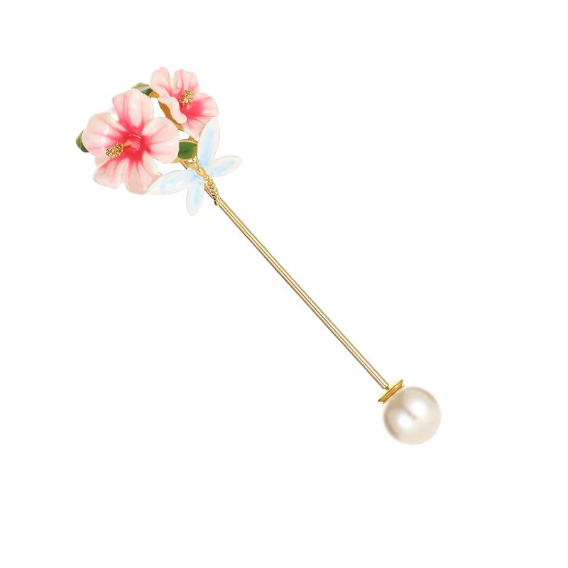 粉色花朵蜻蜓胸针设计感小众胸花