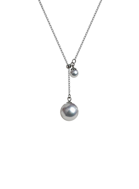 时尚简约天然双珠Y字珍珠项链