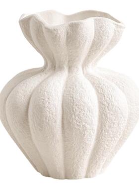 样板房法式侘寂花瓶白色感摆件客厅桌面家居复古艺术装饰花器