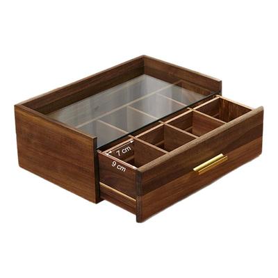 分格实木抽屉茶包盒多功能储物盒