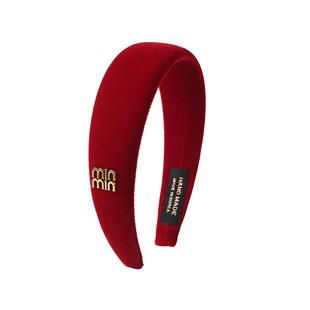 红色发箍女款高级感洋气时尚宽边复古丝绒冬季头箍发捆高颅顶发卡