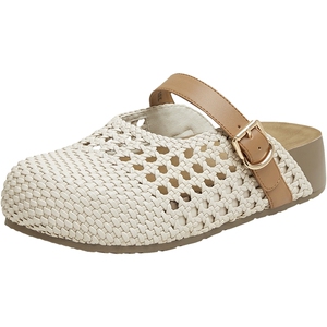 天美意编织勃肯厚底包头半拖鞋女外穿休闲海边凉拖鞋2026夏季新款