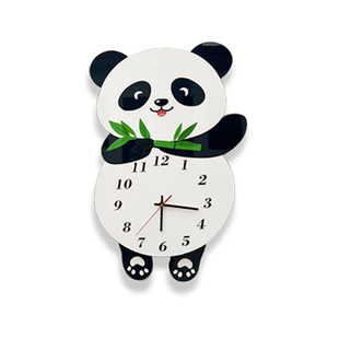熊猫钟表摇摆新款时钟客厅墙上挂钟家用静音表日历创意挂表免打孔