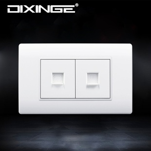 二位美式 电话电脑双插座意电话线标南美洲墙壁意网络型规118插座