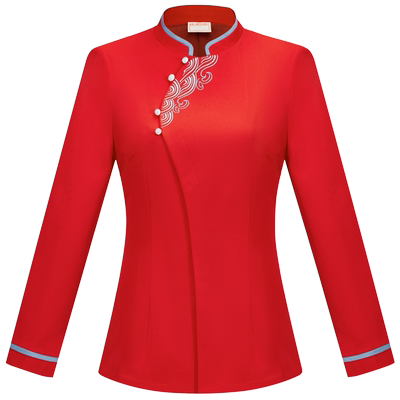 高档酒店中餐厅服务员工作服长袖