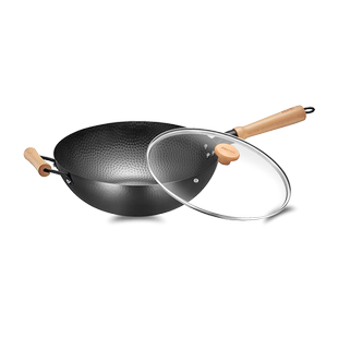 安博力锤纹老式铁锅炒菜锅无涂层爆炒电磁炉煤气灶专用家用不粘锅