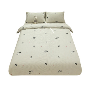 线条萌猫可爱儿童纯棉床单单件100全棉学生宿舍被套可配三四件套