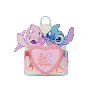 Loungefly迪士尼史迪奇安琪史迪仔周边情人节礼物迷你双肩背包女