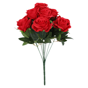 9头把束玫瑰仿真假花大朵绢花婚庆道具花墙装饰客厅摆设路引插花