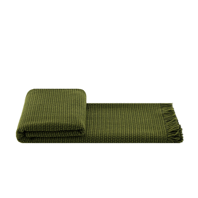 柏洛斯简约绿色沙发毛毯床尾巾