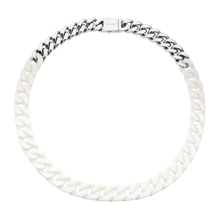 GRGR原创 拼接白色陶瓷古巴链男嘻哈锁骨项链欧美cuban潮简约经典