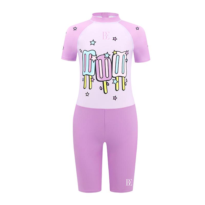 BE范德安联名儿童泳衣女童连体游泳衣平角防晒温泉度假泳装新款