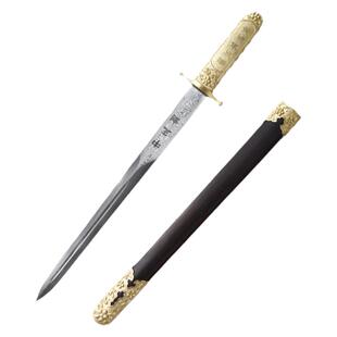 龙泉尊武刀剑中正剑镇宅宝剑收藏未开刃花纹钢短剑防身汉剑