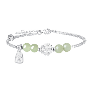 新年礼物周大生转珠阁碎银子福运莲莲和田玉手链银S925送女友