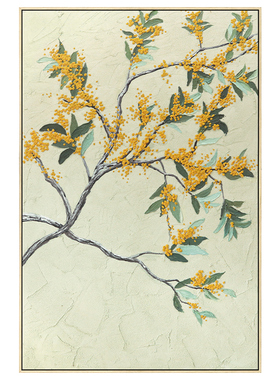 忒派手绘油画桂花现代中古风客厅装饰画《金桂》新中式玄关挂画