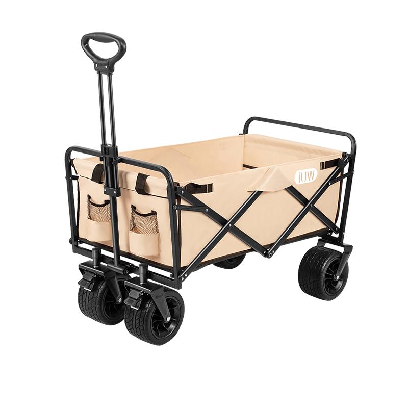 户外手拉车露营便携推车可折叠聚拢营地拖车超大野餐车野营钓鱼车