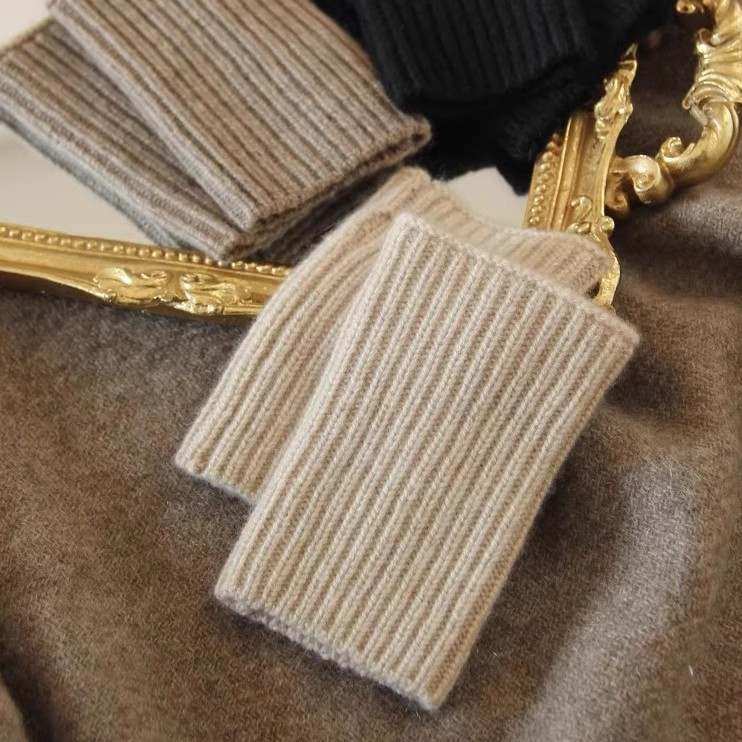 半指手套男女秋冬季保暖护腕羽绒服螺纹袖口加长拼接边针织假袖子