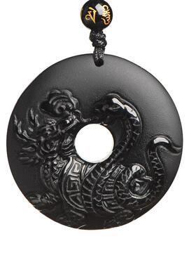 墨西哥黑曜石玄武吊坠五行缺水