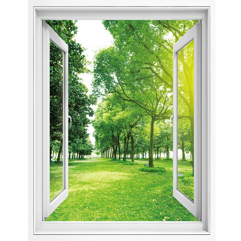 3D假窗户墙贴装饰山水贴画自粘壁纸餐厅卧室四季风景海景背景墙画