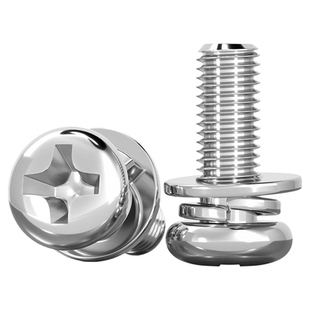 304/316不锈钢圆头十字三组合螺丝平弹垫片盘头组合螺钉MM3M4M5M6