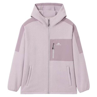 拓路者加厚摇粒绒连帽外套秋冬款宽松连帽保暖基础款开衫抓绒衣女