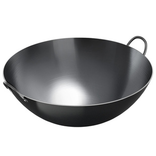 老式双耳铁锅章丘手工炒锅无涂层圆底大铁锅不粘锅家用炒菜锅商用