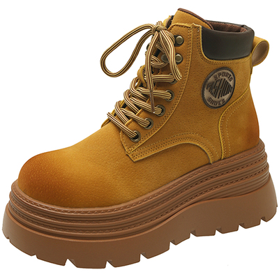 大黄靴子马丁靴女2025春秋季新款