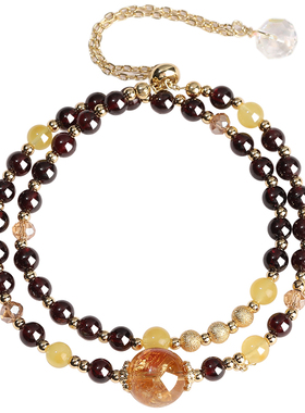 普陀山情绪稳定石榴石双圈手串