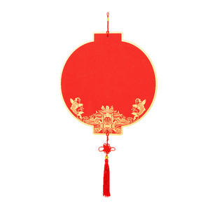 六品堂2026福卡福字硬卡纸万年红宣纸挂件新春空白手写斗方书法纸红纸挂饰毛笔字书法春节双面圆形灯笼宫灯