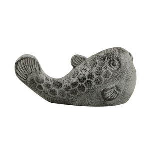 【2件9折】河豚铸铁笔置 铸铁笔搁金属学生文房毛笔书法可爱小摆件镇尺镇纸