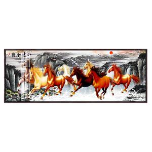 马到成功十字绣2023新款线绣客厅大气印花大幅八骏图全绣山水画