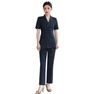韩茗雅高端职业西装套装女2025夏季薄款修身短袖正装裙气质工作服
