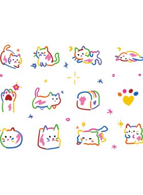 小猫咪贴纸彩色纹身贴她画12贴